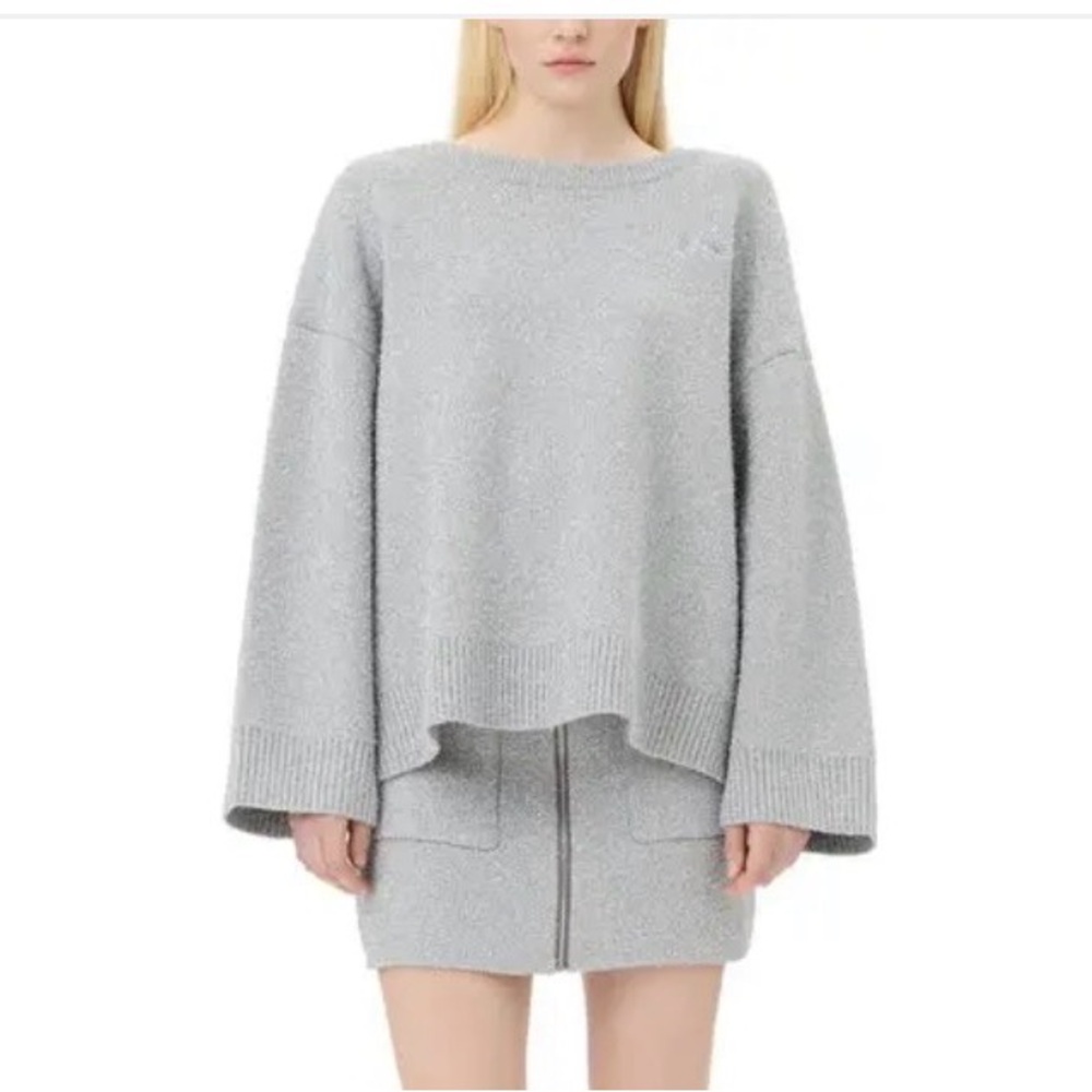 GANNI oversized silver sparkle tinsel sweater size S/M new NWT